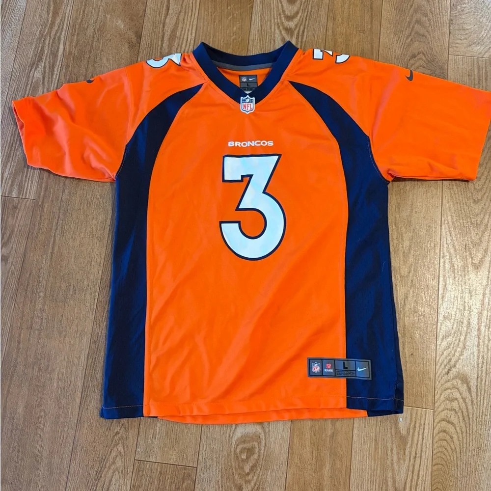 Nike Orange and Navy Broncos Kids Football Jersey #3